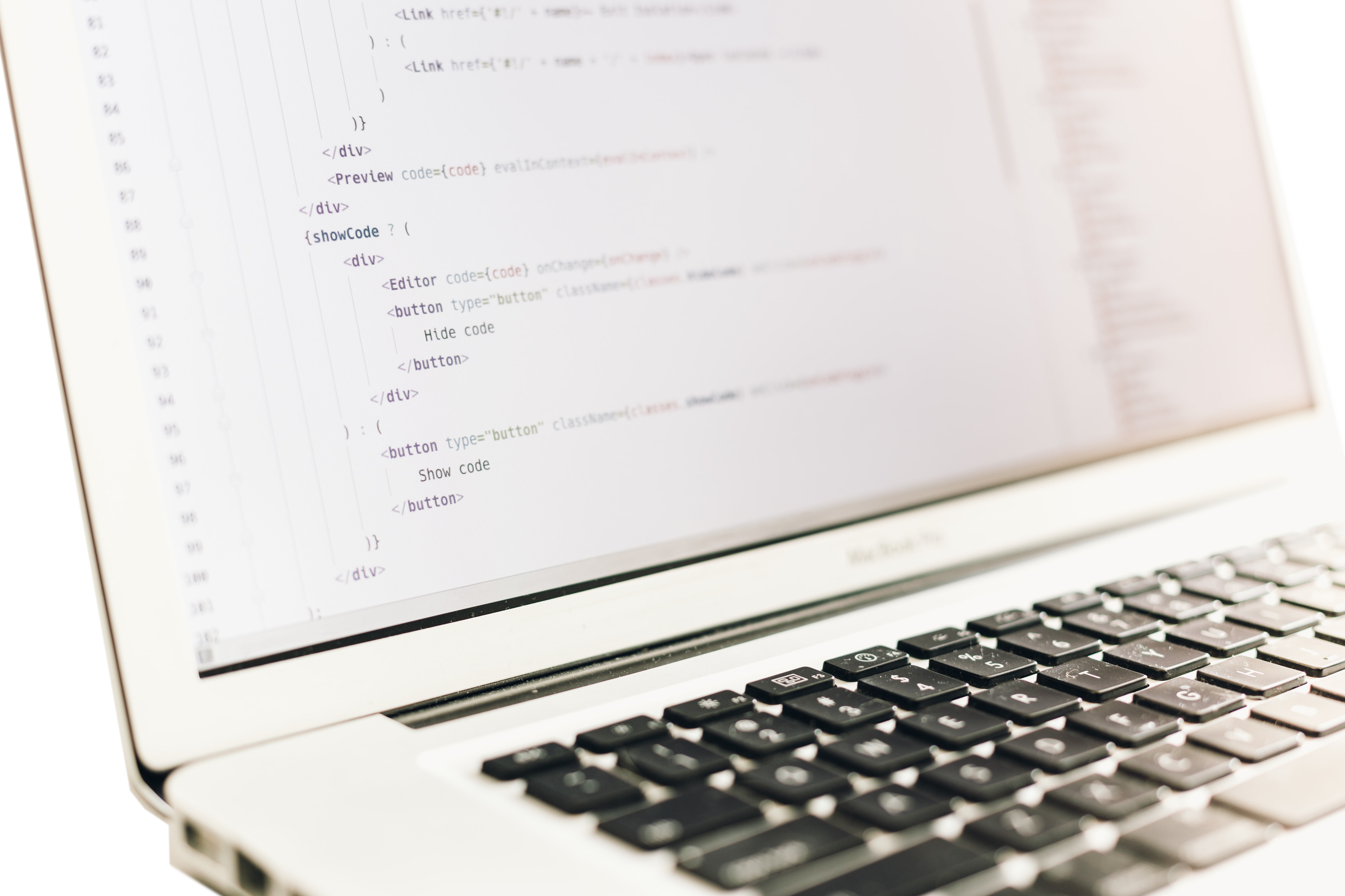 Computer with code on screen